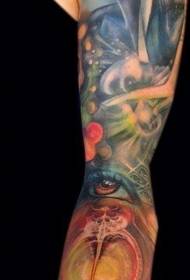 arm fantasy style color witch eye tattoo pattern