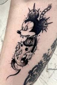 Tattoo Cartoon Boys Calf sa Black Mickey Mouse Tattoo Larawan