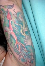 arm color deep sea creature sleeve tattoo pattern