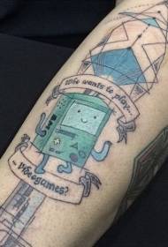 brazo robot de fantasía de tatuaxe de cores e patrón de tatuaxe de letras