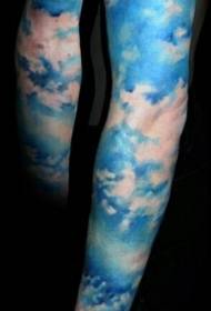 arm very beautiful blue sky tattoo pattern