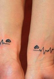 couple wrist ECG tattoo picture
