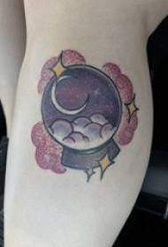 calf tattoo female girl calf on colored crystal ball tattoo picture