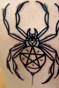 laki-laki tato garis minimalis shank pada gambar tato laba-laba hitam