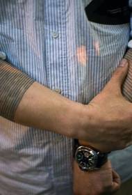 Arm sort linje armbånd tatoveringsmønster