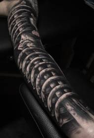 Flower Arm Melnbalts tetovējuma raksts