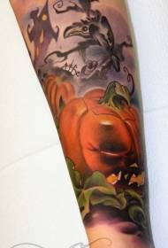 Modèle de tatouage de dessin animé thème Halloween effrayant