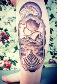 landscape tattoo girl calf on black gray landscape tattoo picture
