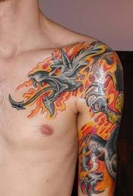 dragon tattoo pattern in the red flame 98227 - arm red and black koi tattoo pattern