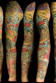Flower arm boja tetovaža uzorak 97804-ruku boja duboke morske boje rukav tetovaža uzorak