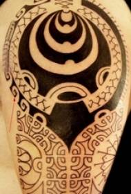 Schoolboy arm on black line geometric element totem tattoo picture