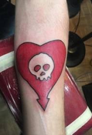 Boys arms painted watercolor sketch creative skull heart shaped tattoo pictures