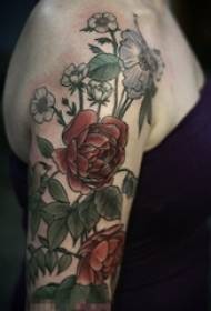 Famke syn earm skildere planten ienfâldige rigels blommen tatoeage foto's