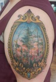 Tatuaż drzewa, ramię chłopca, tatuaż drzewa, malowany obraz