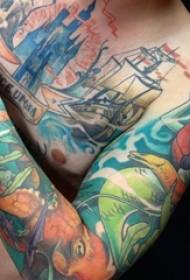 Boy's arm geverf akwarel kreatiewe persoonlikheid blomme arm tattoo patroon