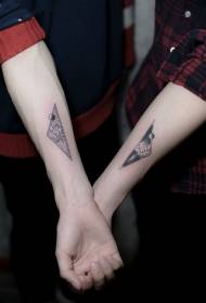Couple arm geometry mountain tattoo pattern