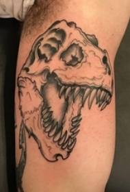 Boy arm on black point thorn simple abstract line small animal dinosaur bone tattoo picture