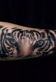Mutilaren besoa puntu beltz arantza puntako animalia tigrearen tatuaje argazkia