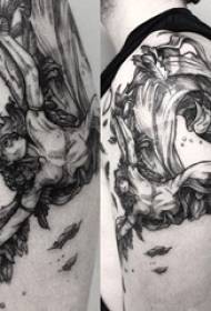 Chlapci zbraně na černé šedé skici tipy na bodnutí kreativní klasický portrét tetování obrázek
