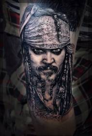 Arm Karibisk pirat jack kapten porträtt tatuering mönster