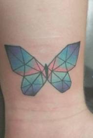 Bracciu di scola dipinta à gradiente geometrica semplice linea animale di farfalla tatuaggio stampa