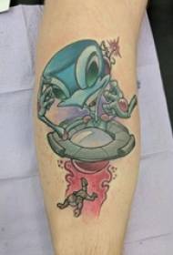 Chłopcy broni malowane akwarela szkic kreatywny kosmiczny obraz tatuaż UFO