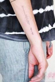 Schoolboy arm on black line geometric element arrow literary tattoo picture