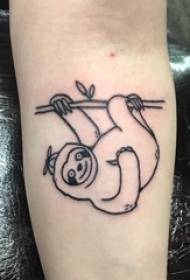 Schoolgirl arm on black small animal abstract line sloth tattoo picture