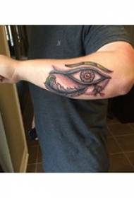 Boy's arm on black gray sketch point thorn technique literary beautiful eye tattoo picture