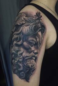 Big arm sea god Poseidon portrait tattoo pattern