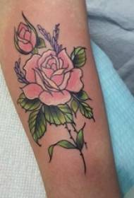 Girl's arm painted on gradient simple line small fresh plant literary flower tattoo picture