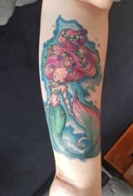Tattoo mermaid pattern girl's arm painted tattoo mermaid pattern