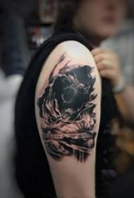 Boy's arm on black gray sketch point thorn skill creative domineering classic tattoo picture