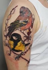 Chlapci paže malované akvarel skica kreativní literární obrázky roztomilé pták tetování