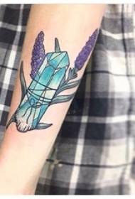 女孩的手臂畫水彩素描創意文學鑽石紋身圖片