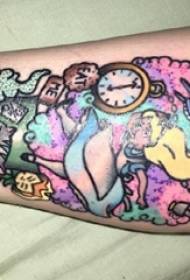 Tetování karikatura dívka namalovaná na paže tetování kreslený obrázek