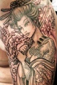 Tattoo, japanese geisha picture, boy's arm, sketch, tattoo, japanese geisha picture