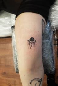 Schoolboy Arms on Black Dots Geometric Simple Line UFO Tattoo Picture