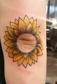Schoolgirl arm painted gradient geometric simple line sunflower tattoo picture