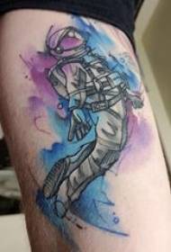 Astronaut tatuering mönster rumpa på färgad astronaut tatuering bild