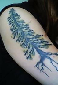 Girl's arm painted watercolor sketch literary classic tree tattoo picture