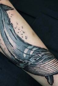 Boys arm painted on gradient simple abstract lines small animal whale tattoo pictures