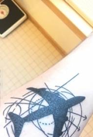 Girl arm on black minimalist line fresh airplane tattoo picture