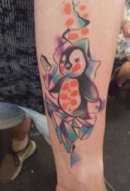 Penguin tattoo illustration colored penguin tattoo picture on girl arm