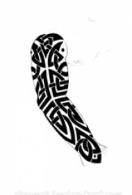 Yaratıcı siyah geometrik soyut çizgi kol tribal tattoo el yazması