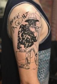 Fiúk karját a fekete vonal vázlat kreatív irodalmi karakter tetoválás kép