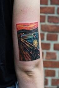 Oil painting style tattoo girl oil painting tattoo on the arm