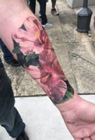 Материал татуировки на руке, мужской тату цветок гибискуса на руке