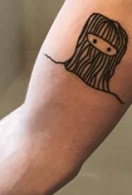 Skolēna roka uz melnām vienkāršām abstraktām līnijām gudrs multfilmas varoņa tetovējuma attēls