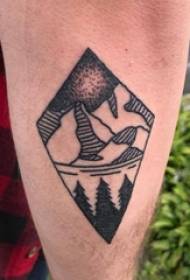 Mountain peak tattoo pattern male student arm on mountain peak tattoo pattern